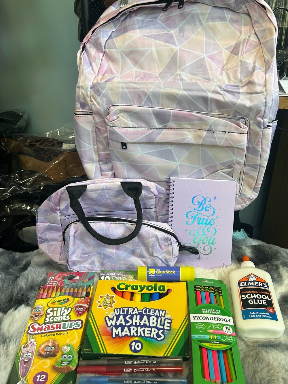 Back to School Bundle | Backpack Supplies #1 | Pink Purple | Medium